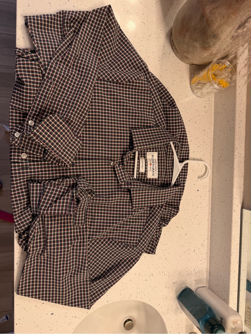 Mizzen+Main Black and Brown Check Button-Down Shirt